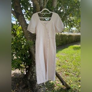 Madewell Boho Striped Button Up Cream Beige Dress